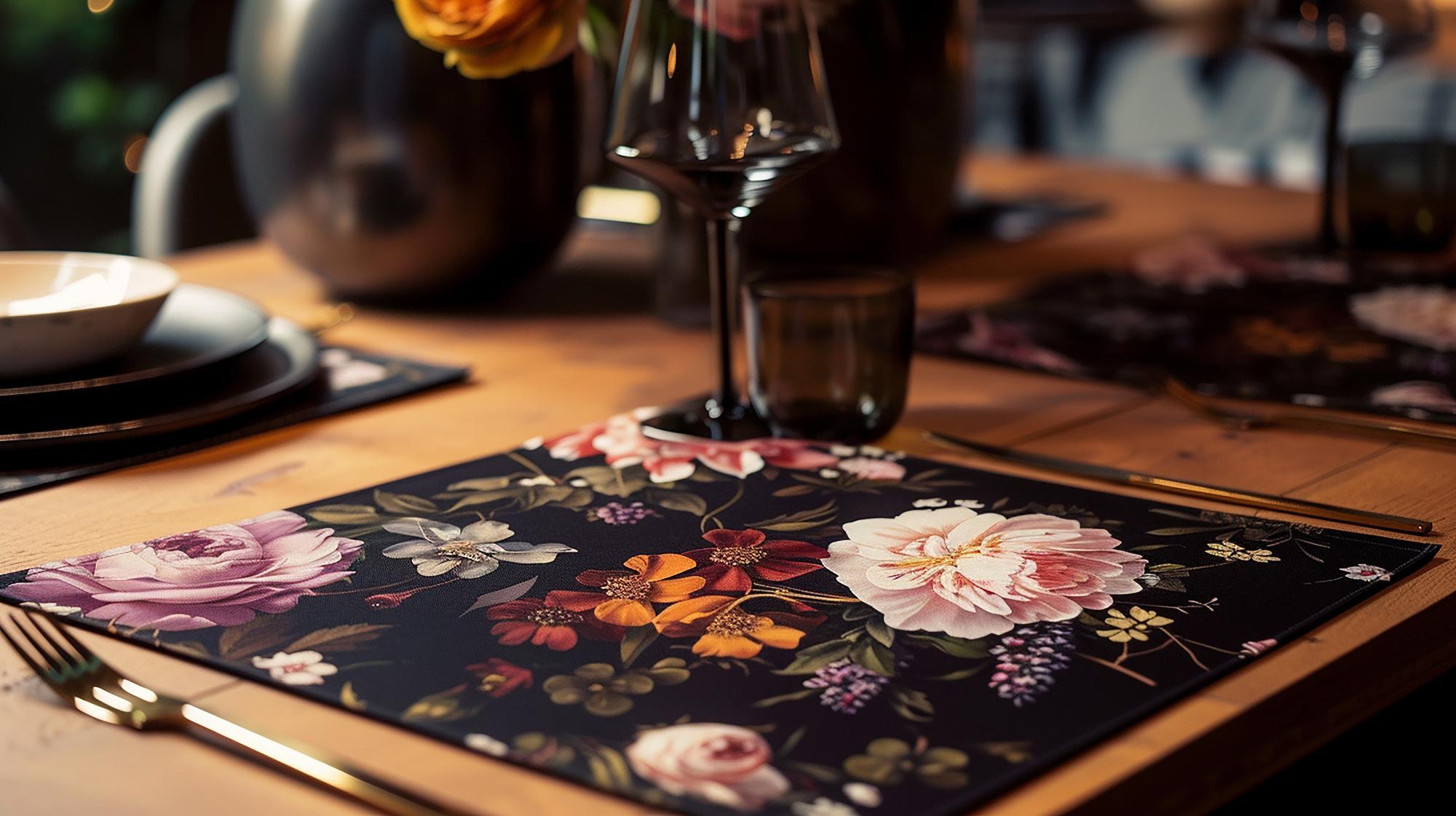Selection of embroidered samples on table